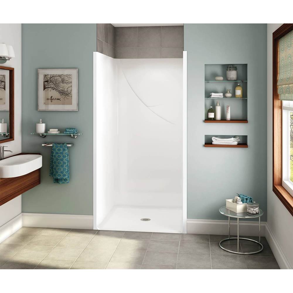 Aker OPS-3636-RS RRF AcrylX Alcove Center Drain One-Piece Shower in Thunder Grey - Base Model