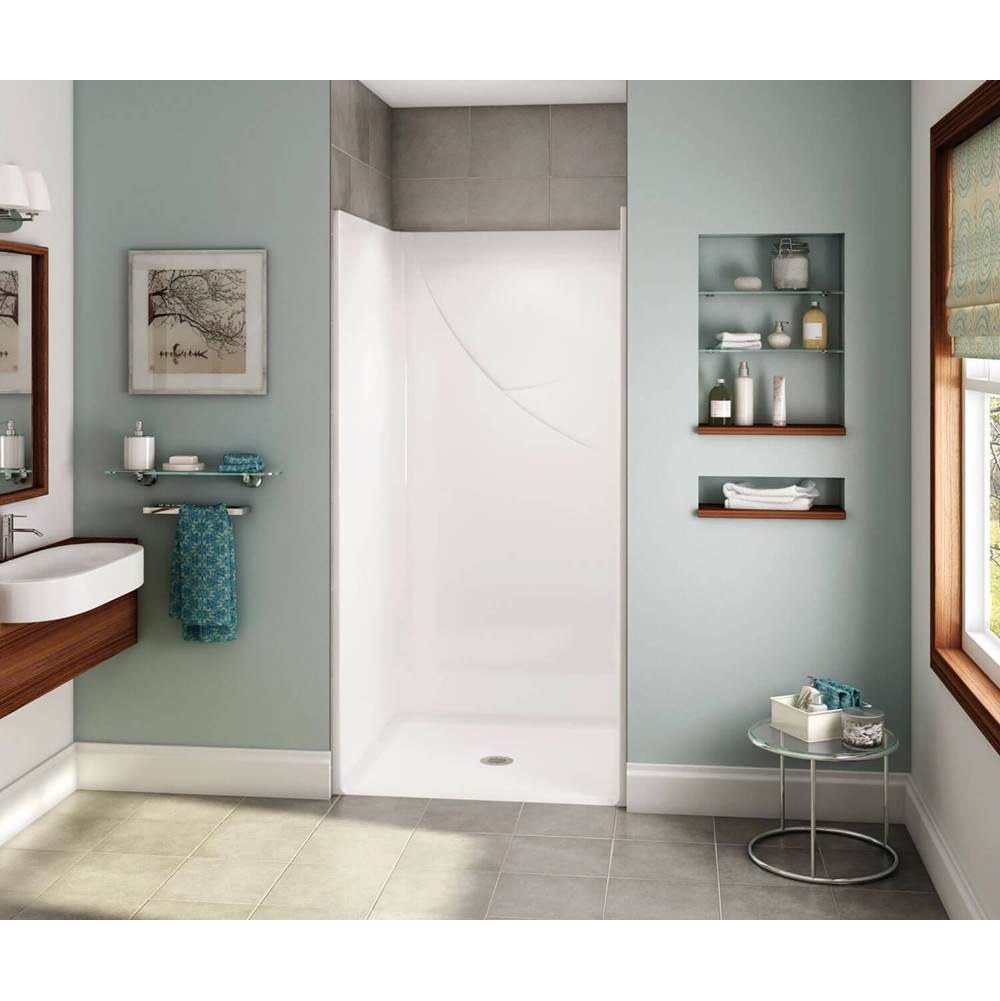 Aker OPS-3636 AcrylX Alcove Center Drain One-Piece Shower in Thunder Grey - Base Model
