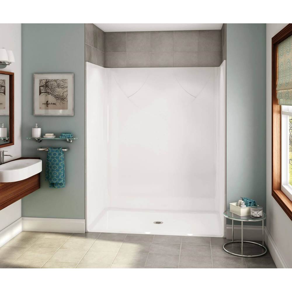 Aker OPS-6036 AcrylX Alcove Center Drain One-Piece Shower in Sterling Silver - Base Model