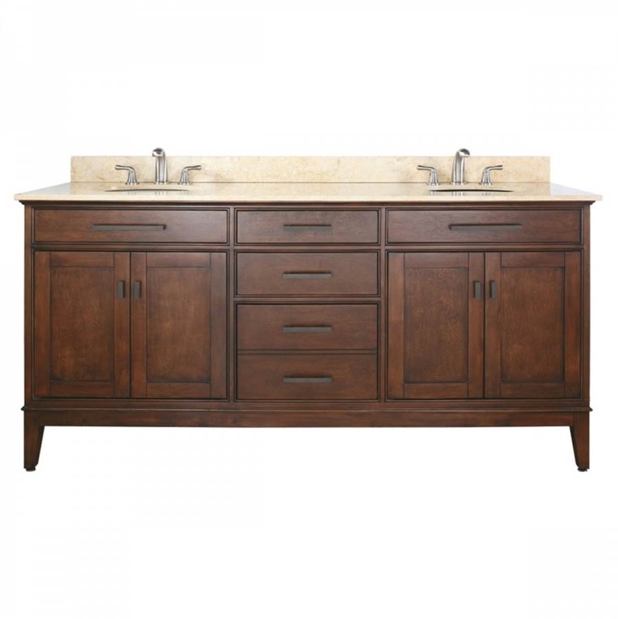 Avanity Avanity Madison 73 in. Double Vanity in Tobacco finish with Crema Marfil Marble Top