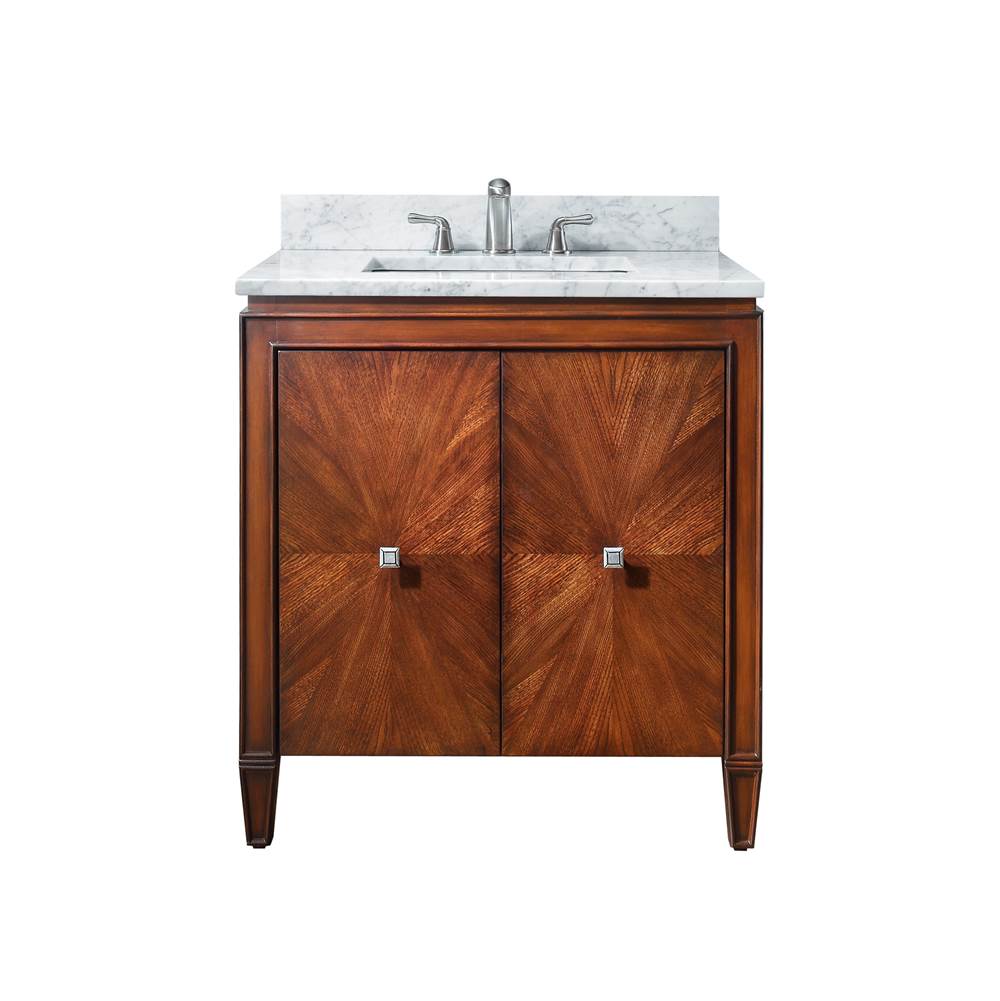 Avanity Avanity Brentwood 31 in. Vanity in New Walnut finish with Carrara White Marble Top