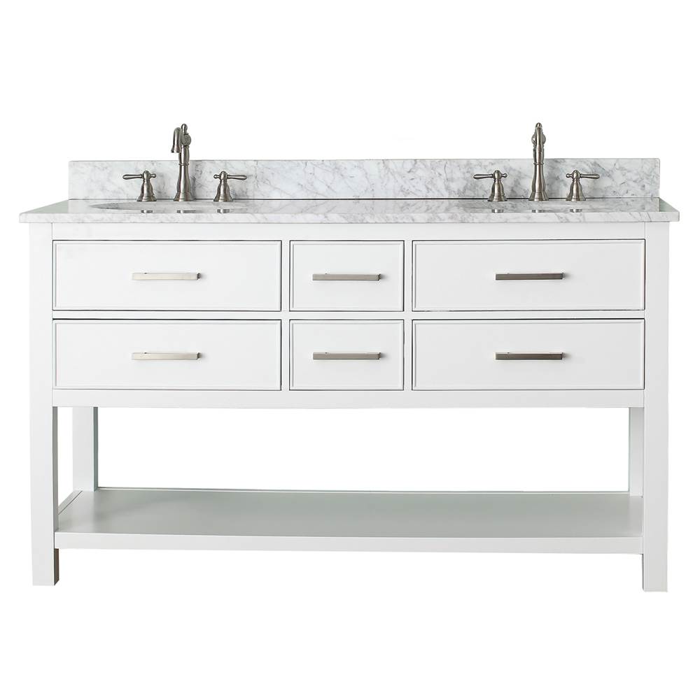 Avanity Avanity Brooks 61 in. Double Vanity in White finish with Carrara White Marble Top