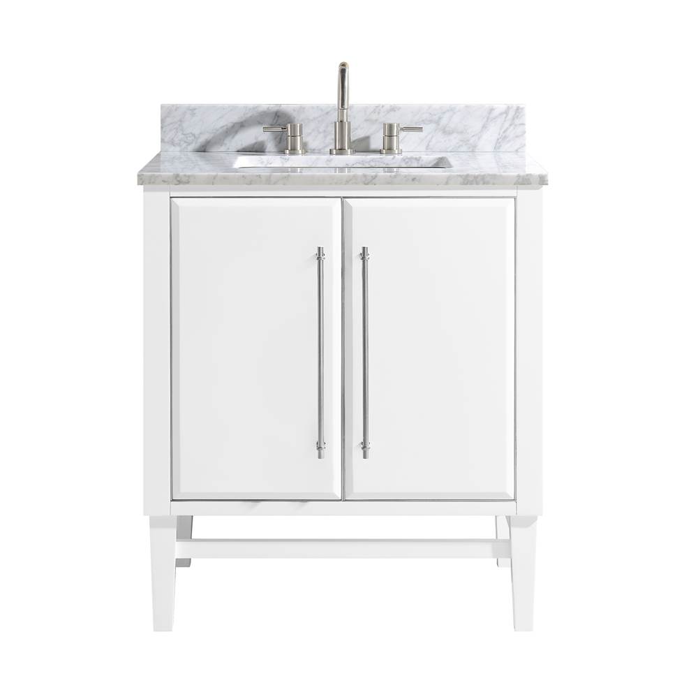 Avanity Avanity Mason 31 in. Vanity Combo in White with Silver Trim and Carrara White Marble Top