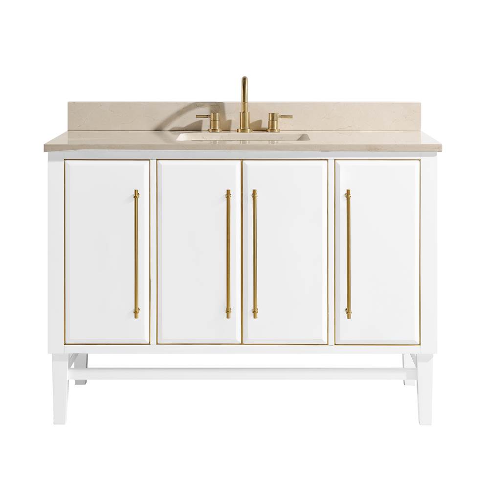 Avanity Avanity Mason 49 in. Vanity Combo in White with Gold Trim and Crema Marfil Marble Top