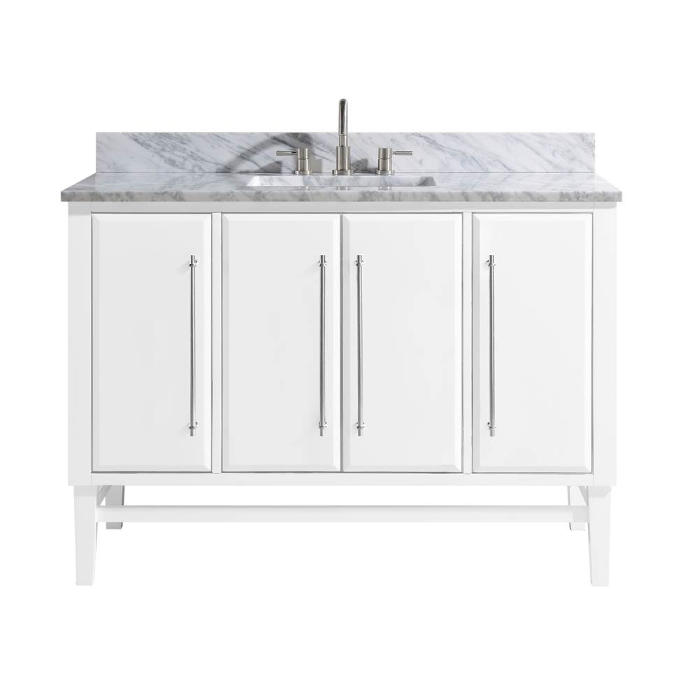 Avanity Avanity Mason 49 in. Vanity Combo in White with Silver Trim and Carrara White Marble Top