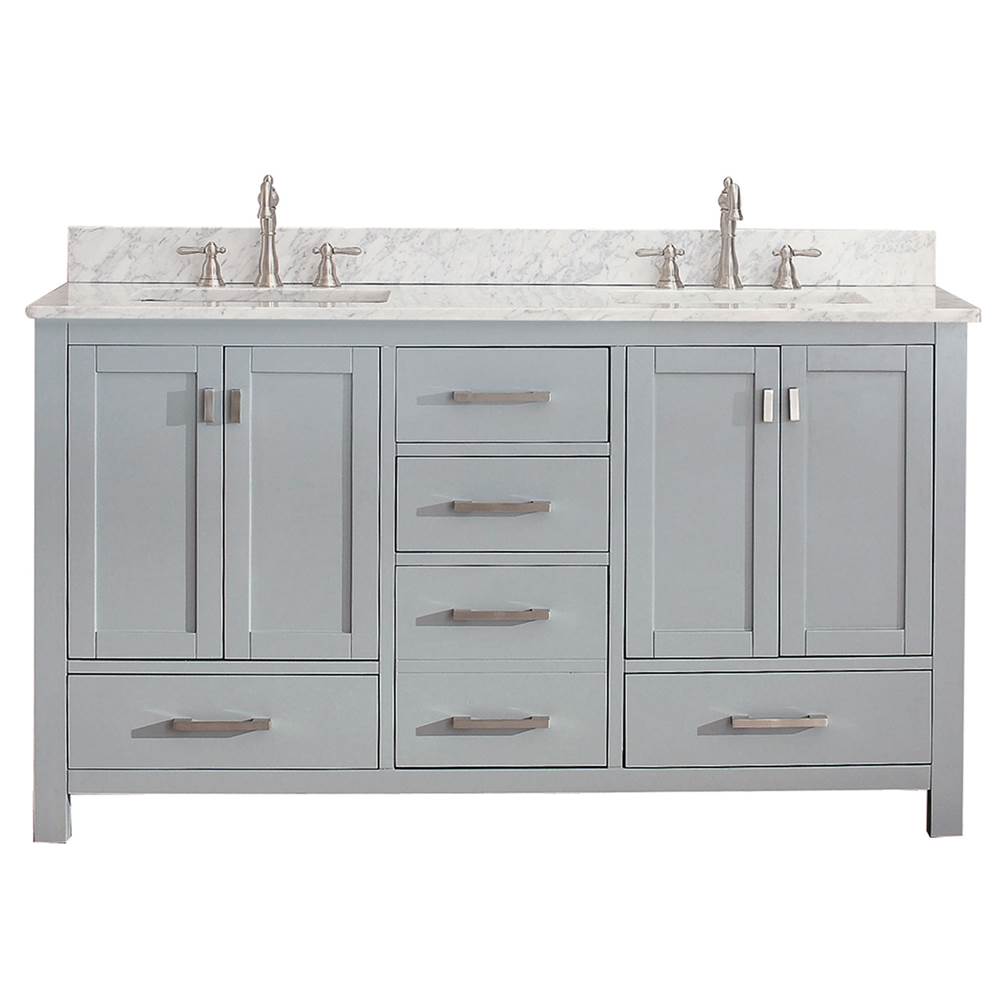 Avanity Avanity Modero 61 in. Double Vanity in Chilled Gray finish with Carrara White Marble Top
