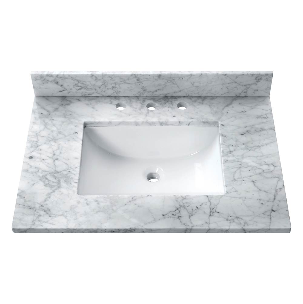 Avanity Avanity 25 in. Carrara White Marble Top with Rectangular Sink