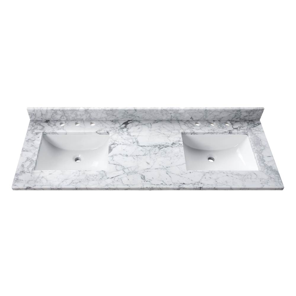 Avanity Avanity 61 in. Carrara White Marble Top with Dual Rectangular Sinks