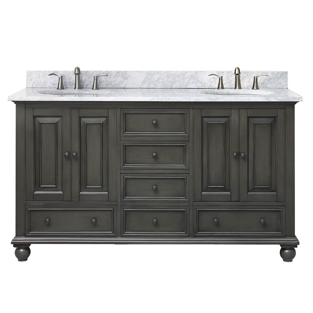 Avanity Avanity Thompson 61 in. Double Vanity in Charcoal Glaze finish with Carrara White Marble Top