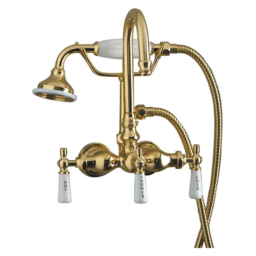 Barclay Hand Shower Faucet w/Code Spout, Porc Hdles, Pol Brass