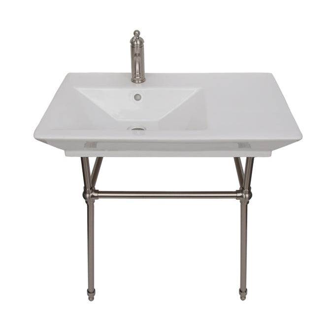 Barclay Opulence Console 31-1/2'', RectBowl, 8'' WS, White, BN Stand