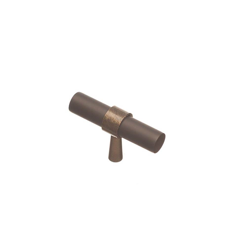 Colonial Bronze T Cabinet Knob Hand Finished in Satin Bronze and Nickel Stainless