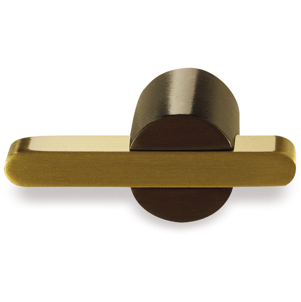 Colonial Bronze T Cabinet Knob Hand Finished in French Gold and Matte Satin Copper