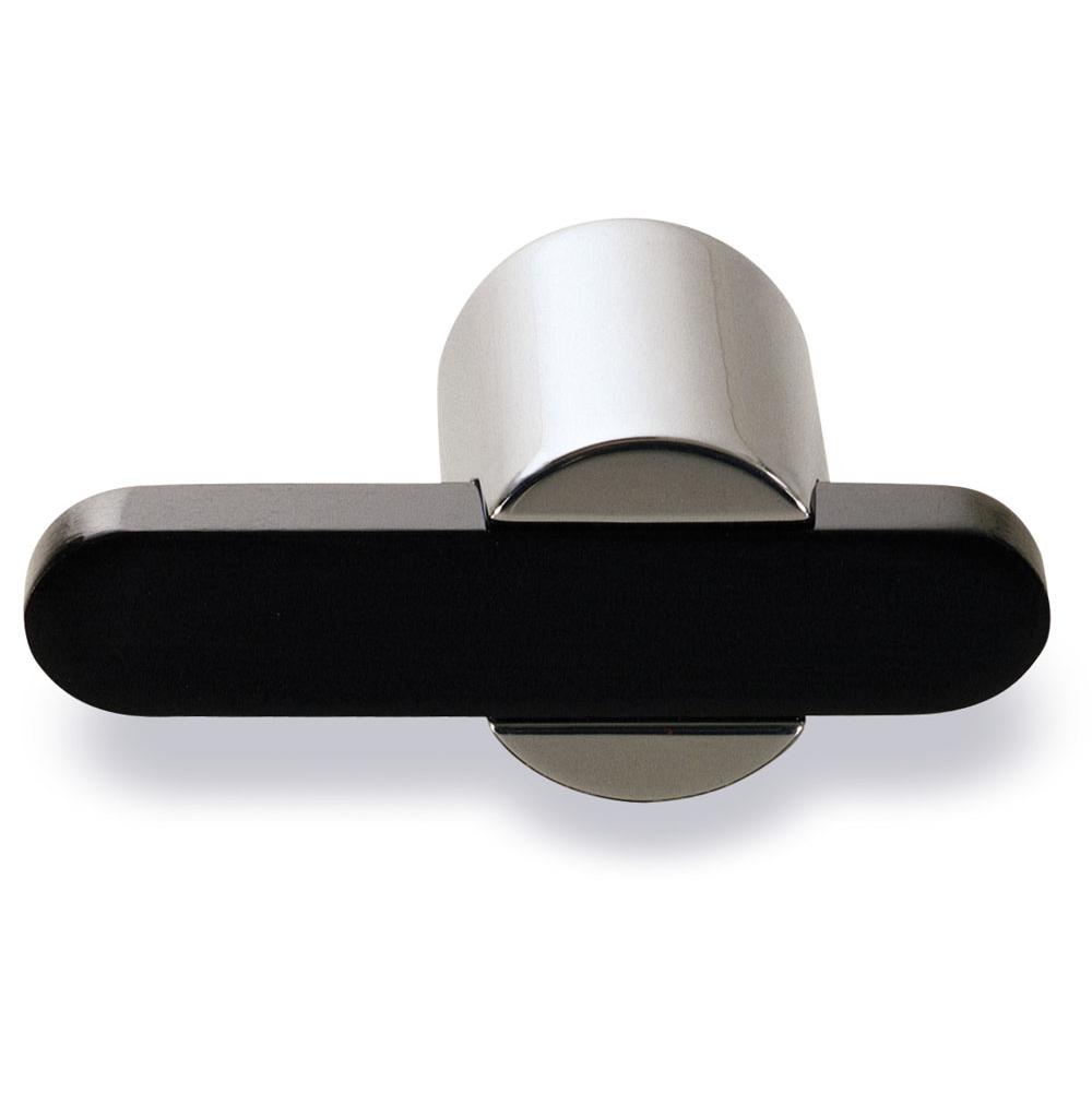 Colonial Bronze T Cabinet Knob Hand Finished in Polished Chrome and Antique Satin Brass