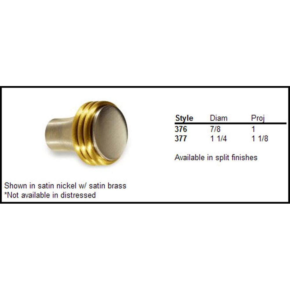 Colonial Bronze Cabinet Knob Hand Finished in Polished Brass and Satin Chrome