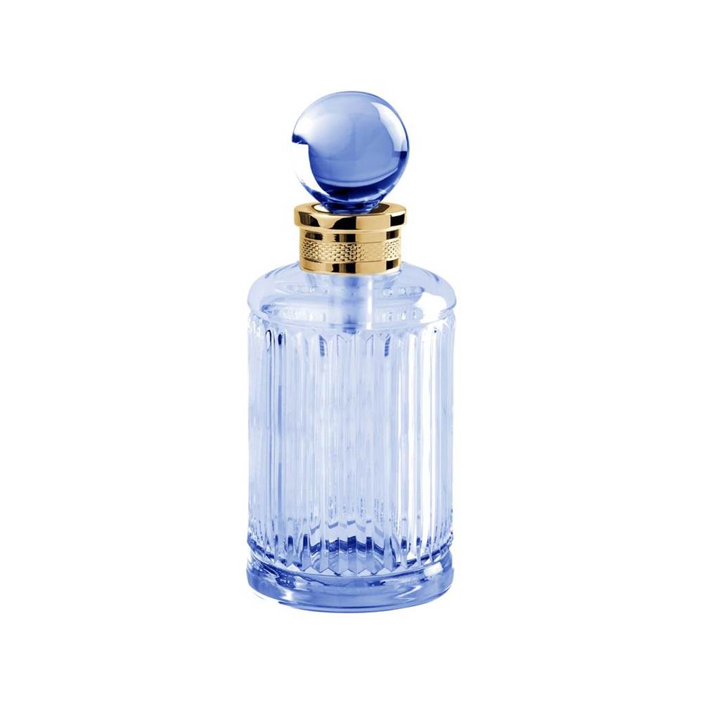 Cristal & Bronze Perfume Bottle, Cont. 360Ml, Ø8cm, H. 19cm, Blue Crystal
