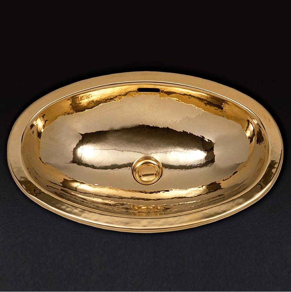 Cristal & Bronze ''Antartica'' Oval Metal Basin, Hand-Hammered