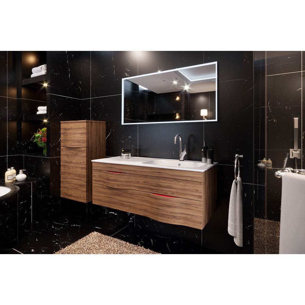 Decotec DT-ILLUSION - Basin Unit H48 - W120, single basin, 2 drawers  - Worktop with half recessed basin -Lacquer