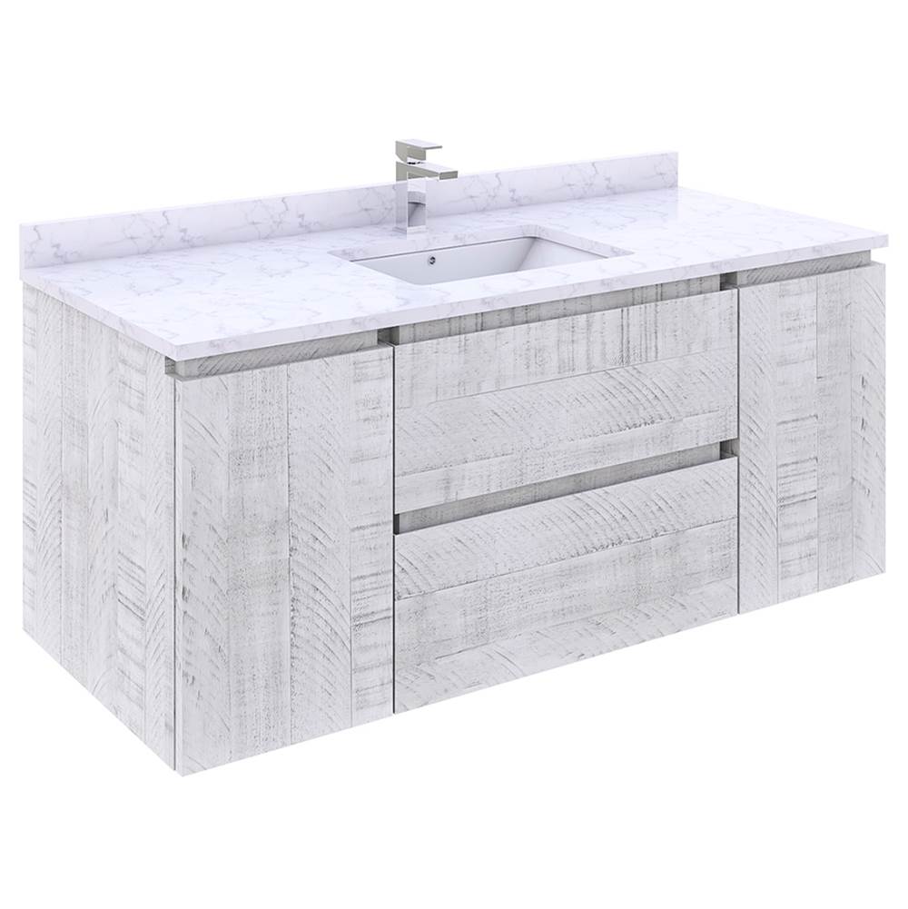 Fresca Bath Formosa 48'' Wall Hung Modern Bathroom Cabinet w/ Top & Sink in Rustic White