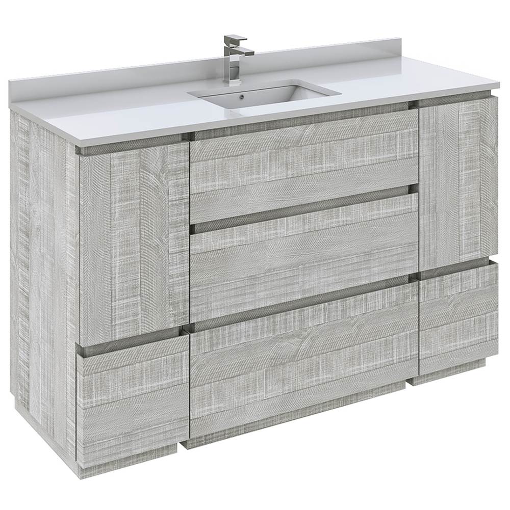 Fresca Bath Formosa 54'' Floor Standing Modern Bathroom Cabinet w/ Top & Sink in Ash