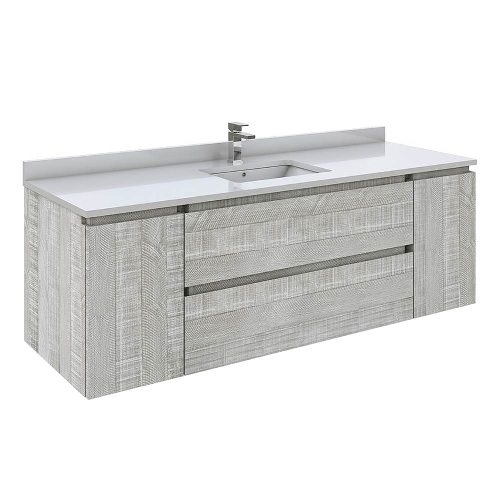 Fresca Bath Formosa 60'' Wall Hung Single Sink Modern Bathroom Cabinet w/ Top & Sink in Ash