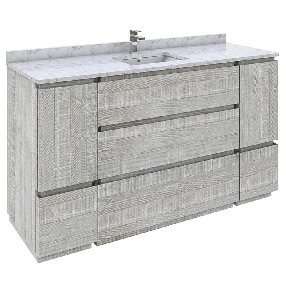 Fresca Bath Formosa 60'' Floor Standing Single Sink Modern Bathroom Cabinet w/ Top & Sink in Ash