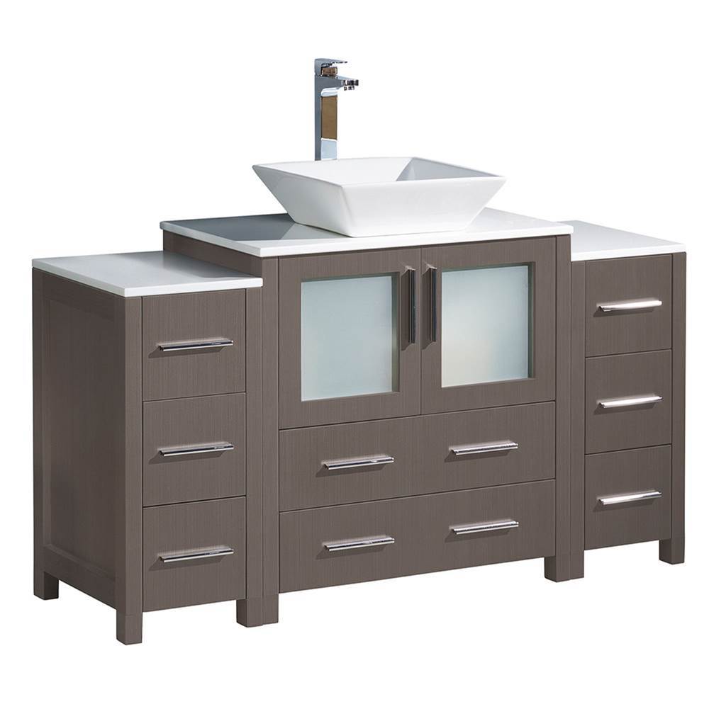 Fresca Bath Fresca Torino 54'' Gray Oak Modern Bathroom Cabinets w/ Top & Vessel Sink
