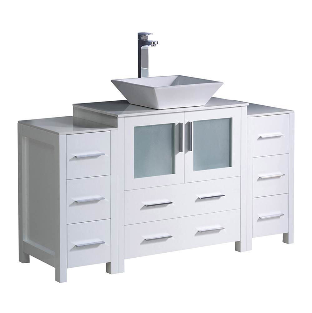 Fresca Bath Fresca Torino 54'' White Modern Bathroom Cabinets w/ Top & Vessel Sink