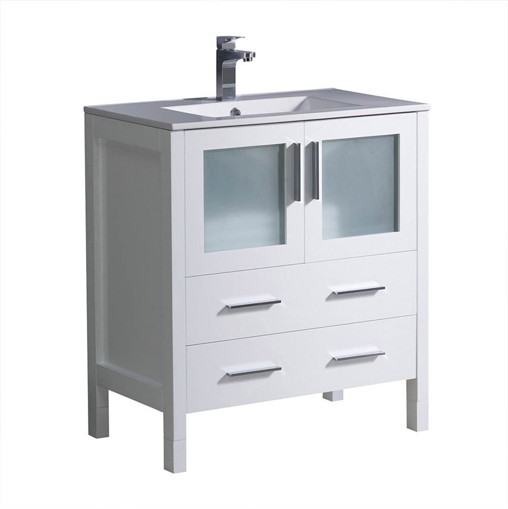 Fresca Bath Fresca Torino 30'' White Modern Bathroom Cabinet w/ Integrated Sink