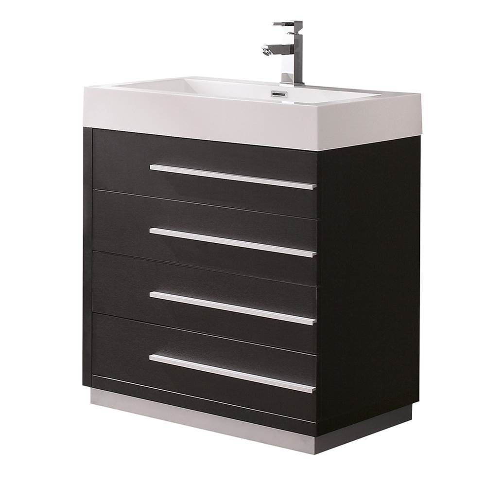 Fresca Bath Fresca Livello 30'' Black Modern Bathroom Cabinet w/ Integrated Sink