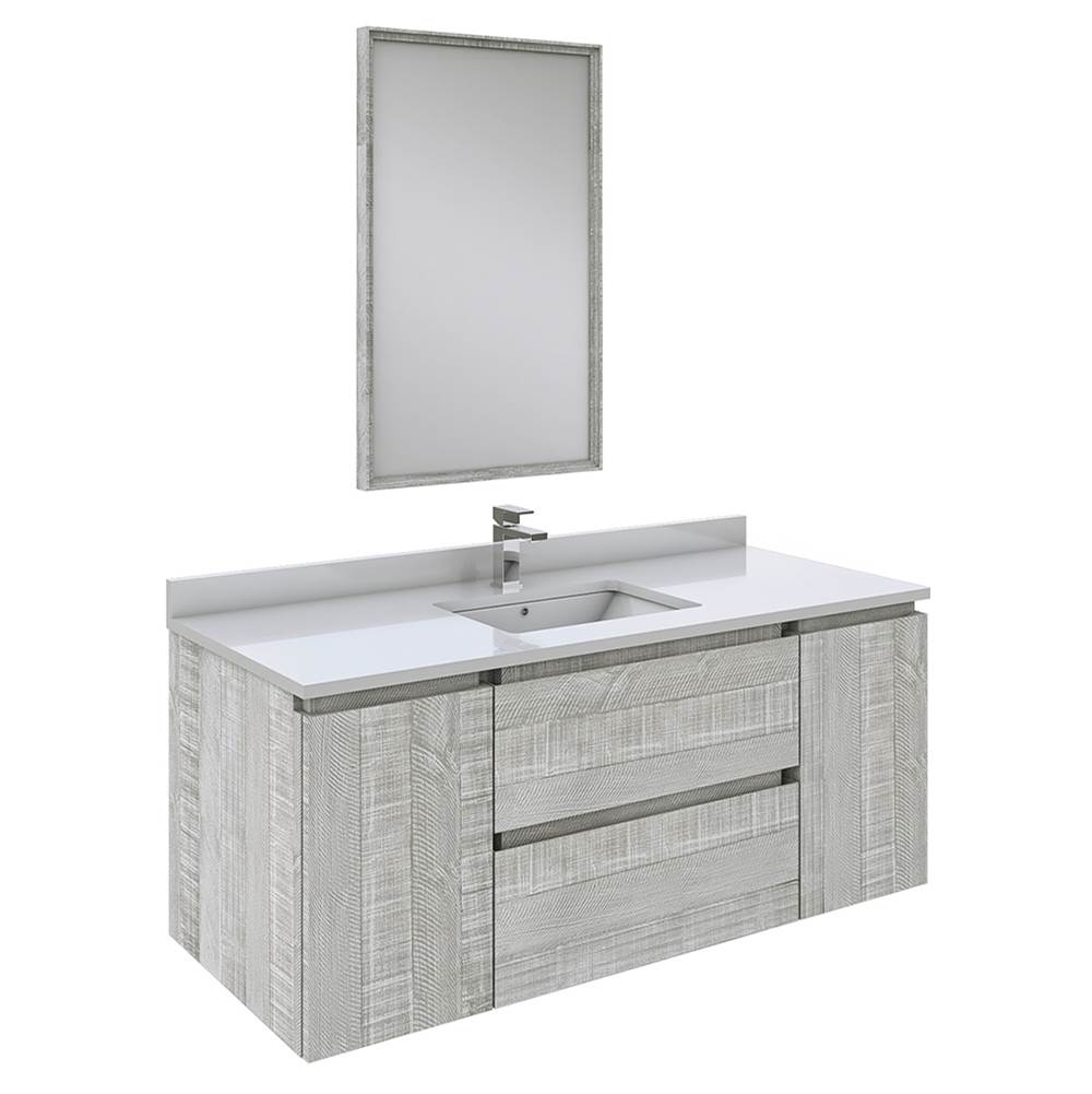Fresca Bath Formosa 48'' Wall Hung Modern Bathroom Vanity w/ Mirror in Ash