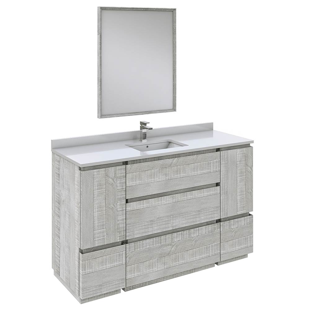 Fresca Bath Formosa 54'' Floor Standing Modern Bathroom Vanity w/ Mirror in Ash