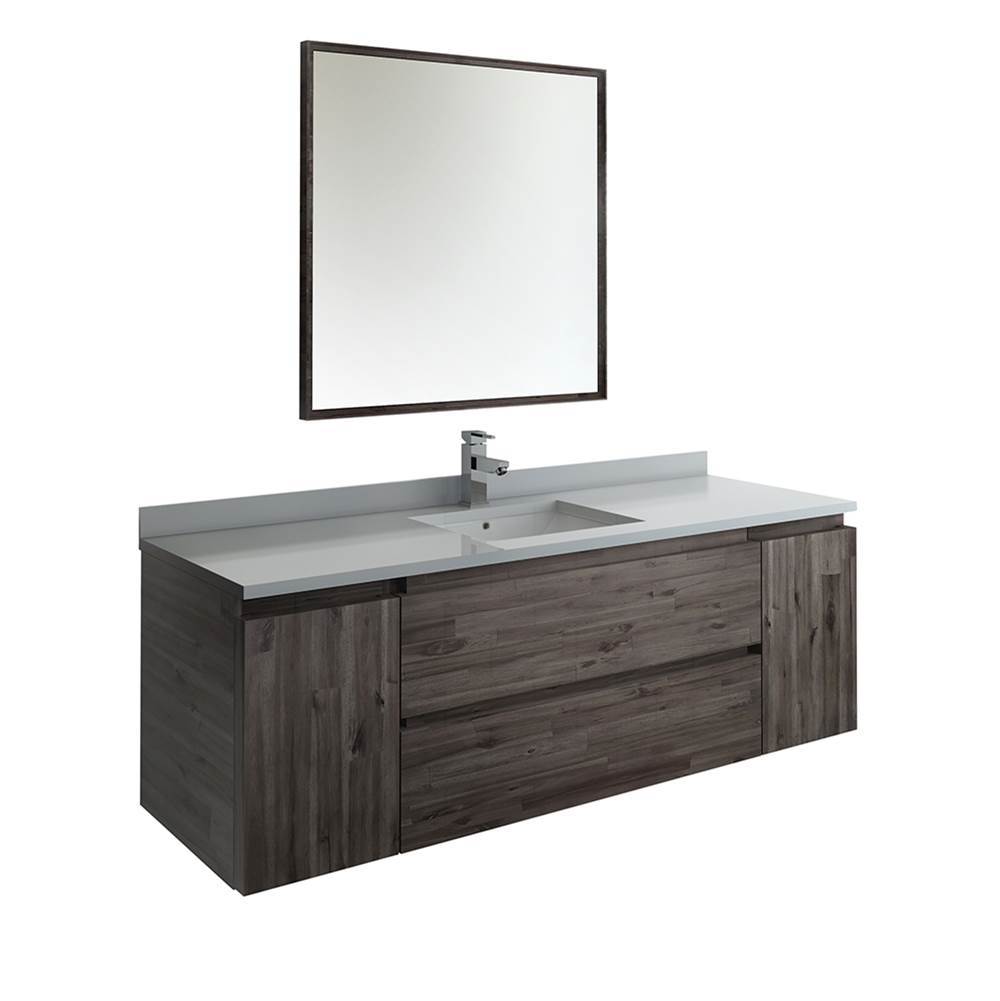 Fresca Bath Fresca Formosa 60'' Wall Hung Single Sink Modern Bathroom Vanity w/ Mirror