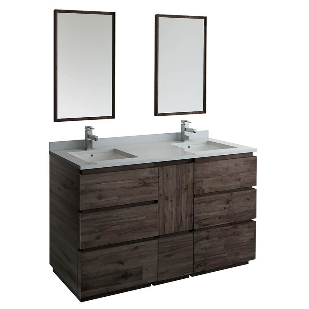 Fresca Bath Fresca Formosa 60'' Floor Standing Double Sink Modern Bathroom Vanity w/ Mirrors