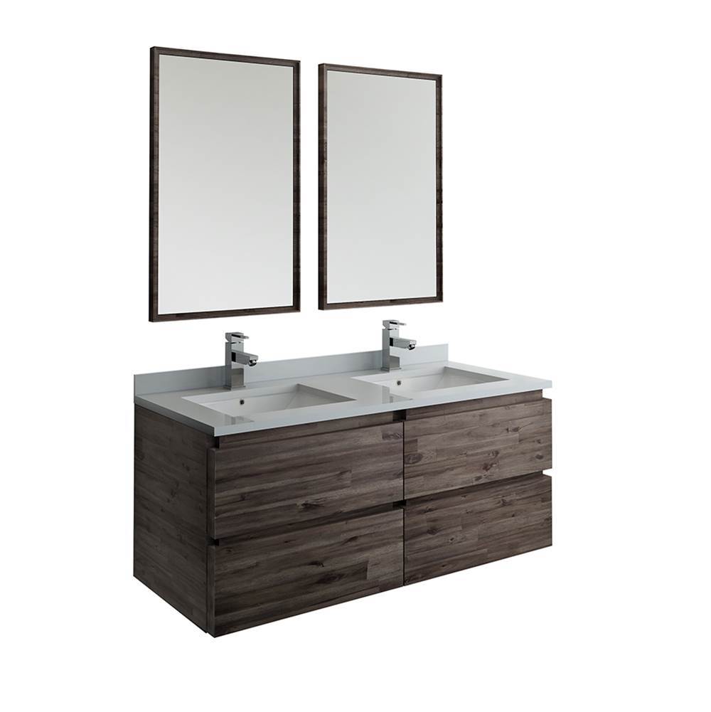 Fresca Bath Fresca Formosa 48'' Wall Hung Double Sink Modern Bathroom Vanity w/ Mirrors
