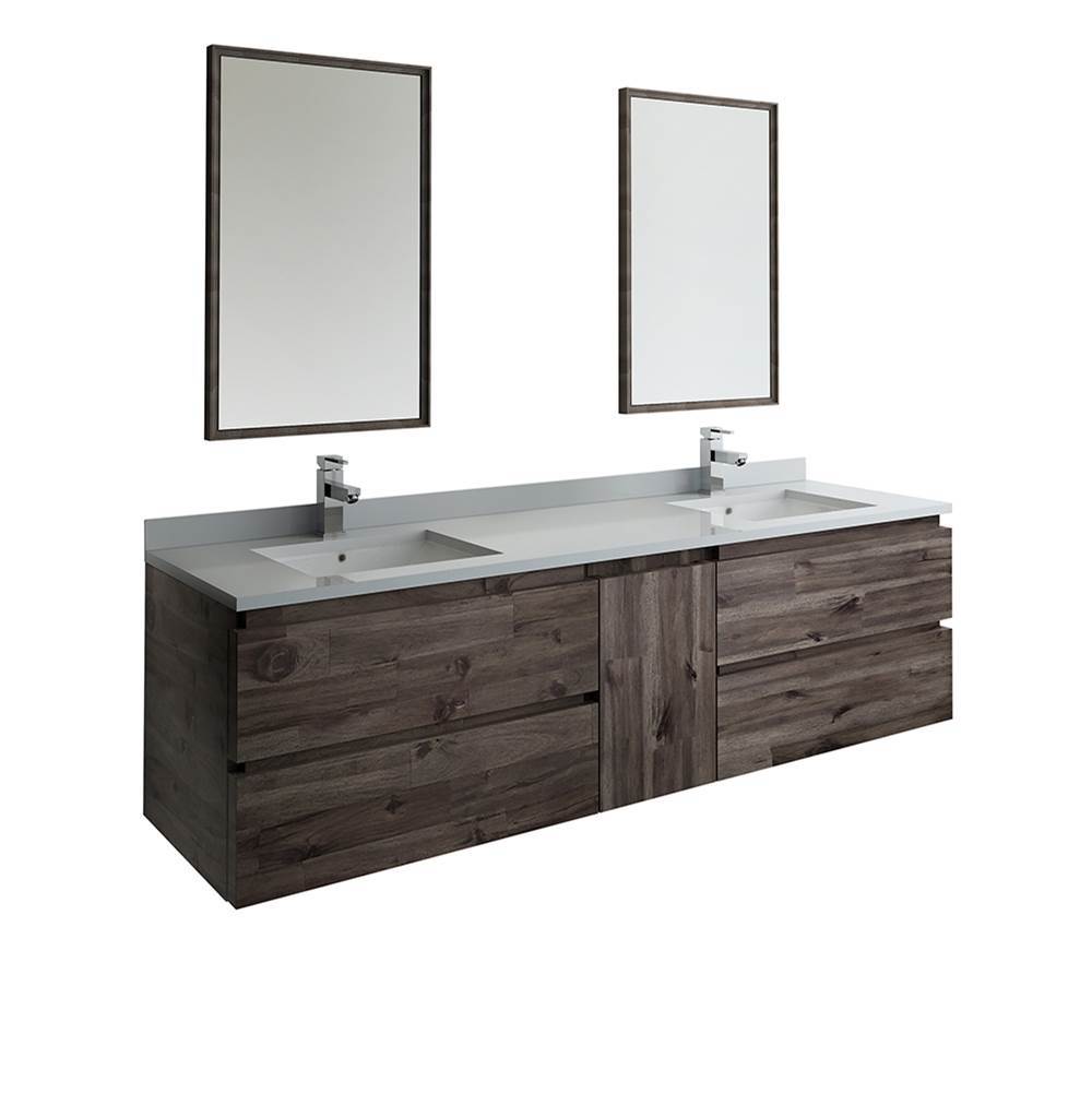 Fresca Bath Fresca Formosa 72'' Wall Hung Double Sink Modern Bathroom Vanity w/ Mirrors