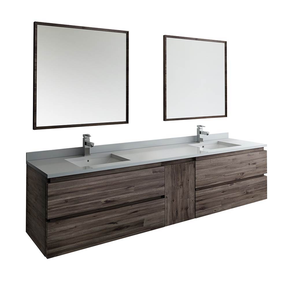 Fresca Bath Fresca Formosa 84'' Wall Hung Double Sink Modern Bathroom Vanity w/ Mirrors