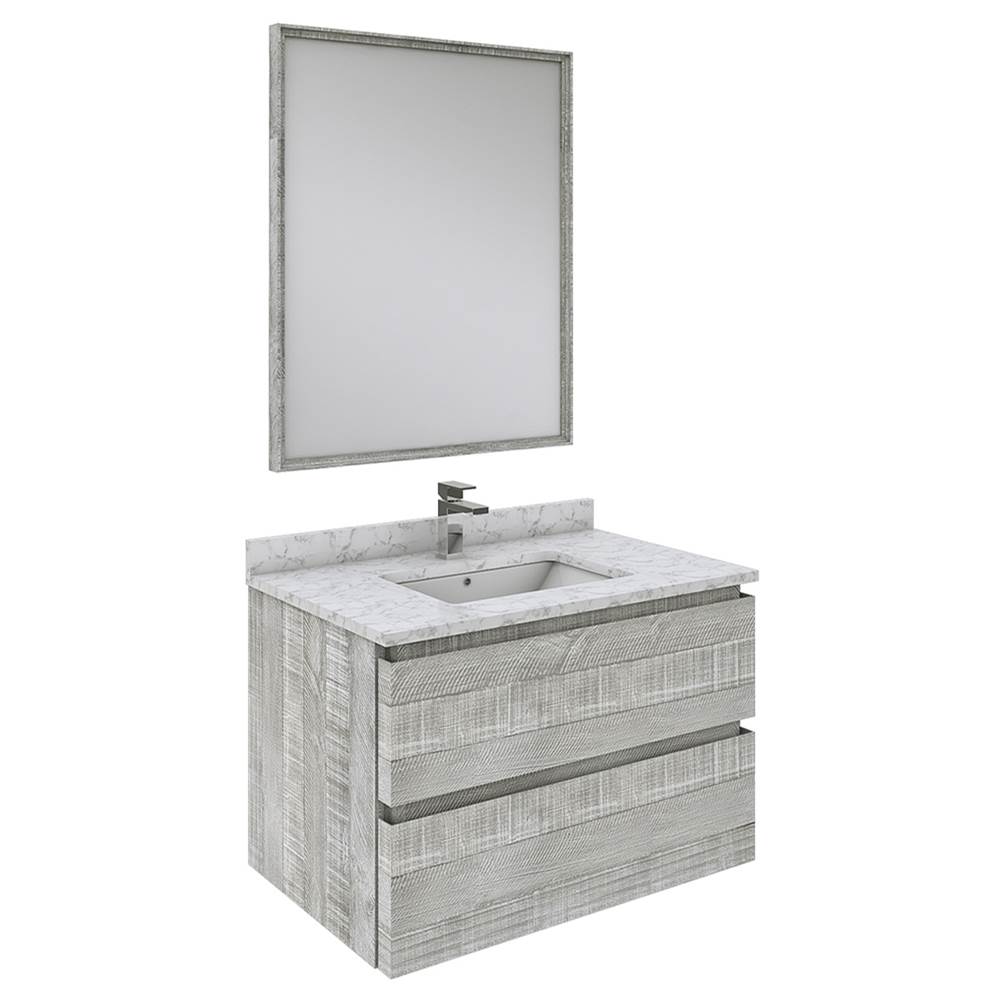 Fresca Bath Formosa 30'' Wall Hung Modern Bathroom Vanity w/ Mirror in Ash