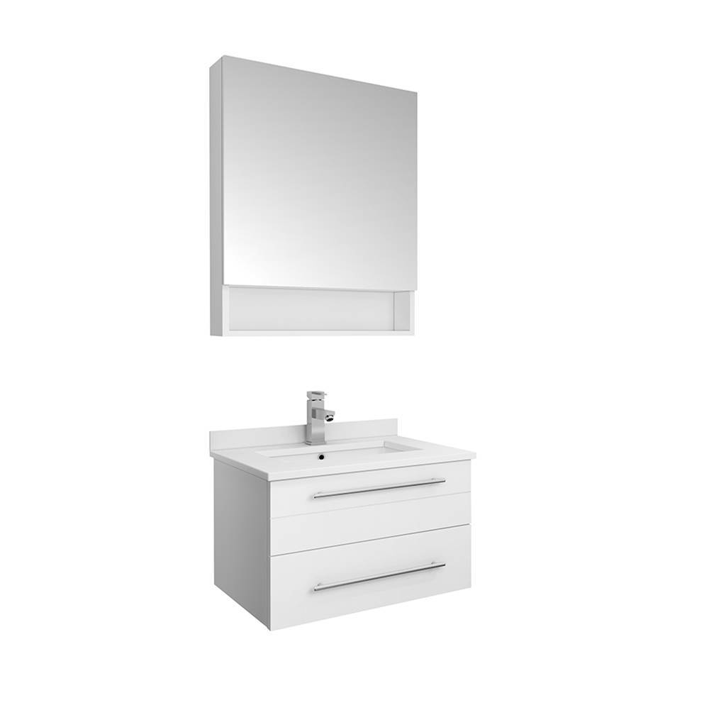 Fresca Bath Fresca Lucera 24'' White Wall Hung Undermount Sink Modern Bathroom Vanity w/ Medicine Cabinet