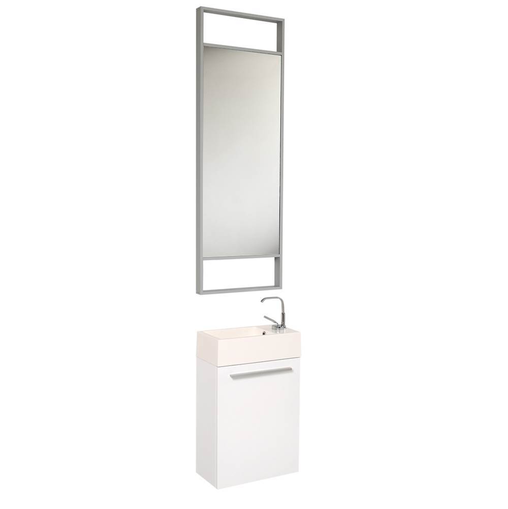 Fresca Bath Fresca Pulito 16'' Small White Modern Bathroom Vanity w/ Tall Mirror