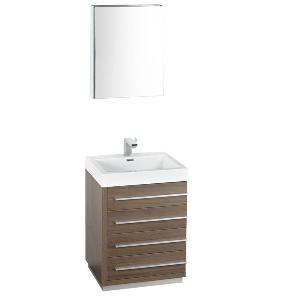 Fresca Bath Fresca Livello 24'' Gray Oak Modern Bathroom Vanity w/ Medicine Cabinet