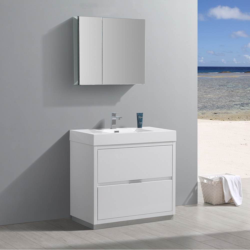 Fresca Bath Fresca Valencia 36'' Glossy White Free Standing Modern Bathroom Vanity w/ Medicine Cabinet