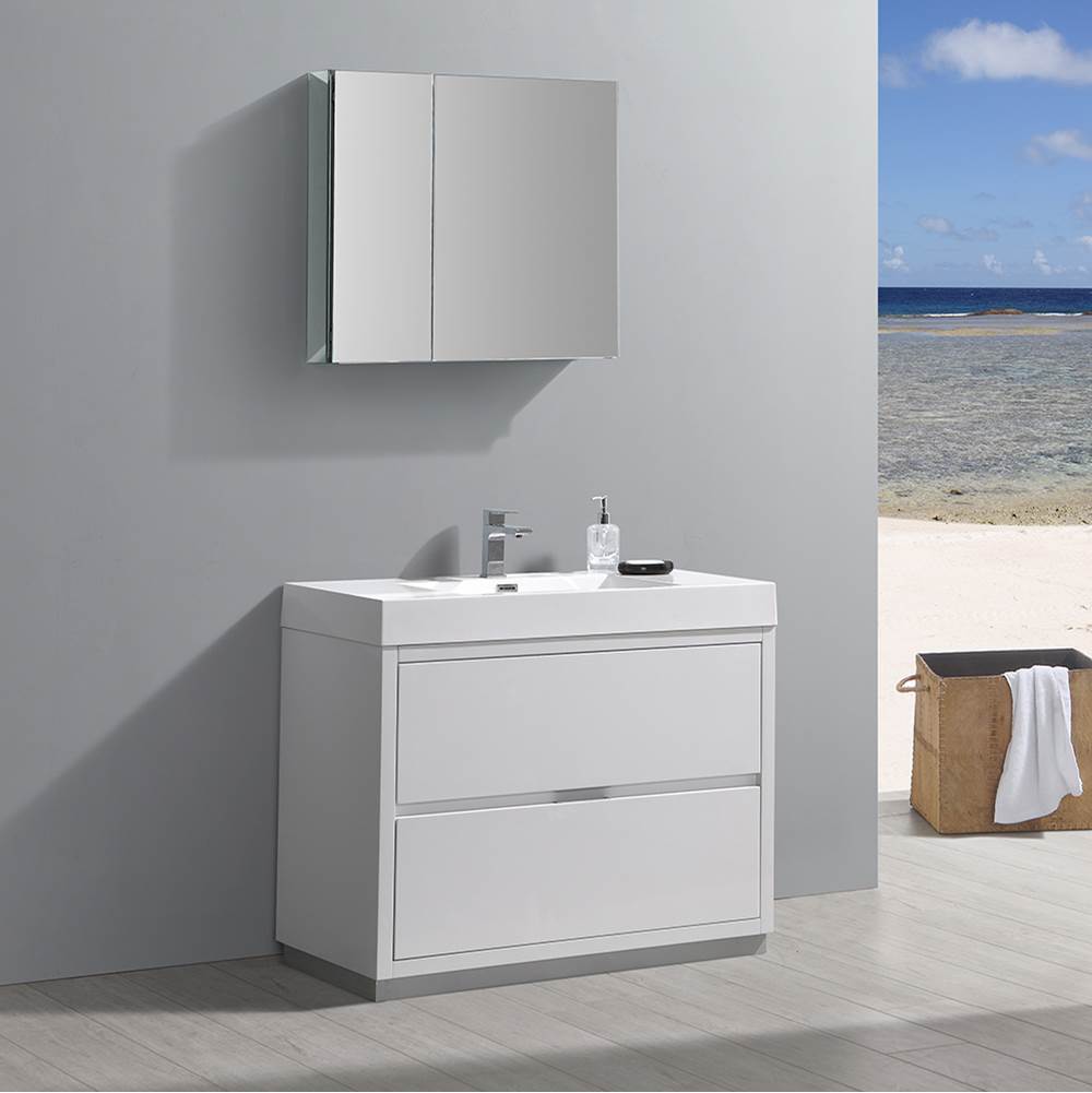 Fresca Bath Fresca Valencia 40'' Glossy White Free Standing Modern Bathroom Vanity w/ Medicine Cabinet