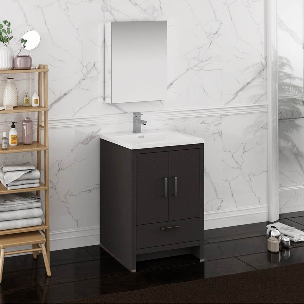 Fresca Bath Fresca Imperia 24'' Dark Gray Oak Free Standing Modern Bathroom Vanity w/ Medicine Cabinet