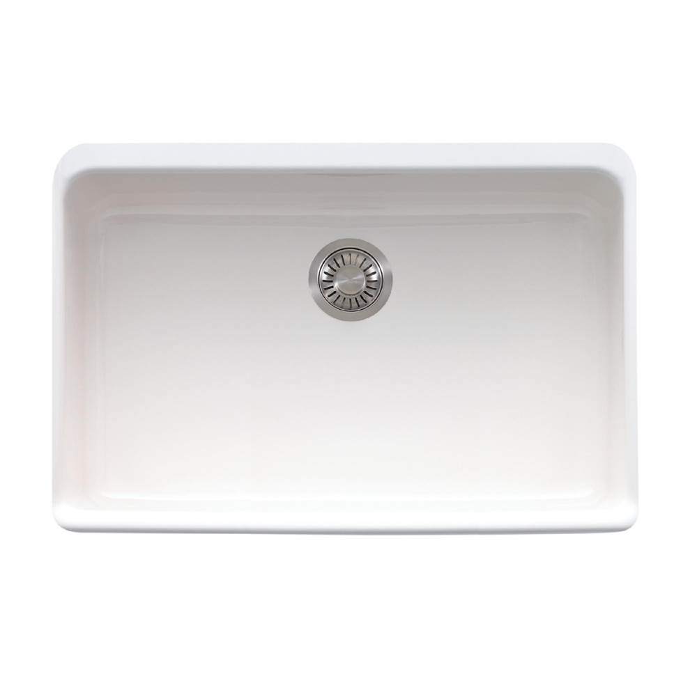 Franke Manor House 27.12-in. x 19.88-in. White Apron Front Single Bowl Fireclay Kitchen Sink - MHK110-28WH