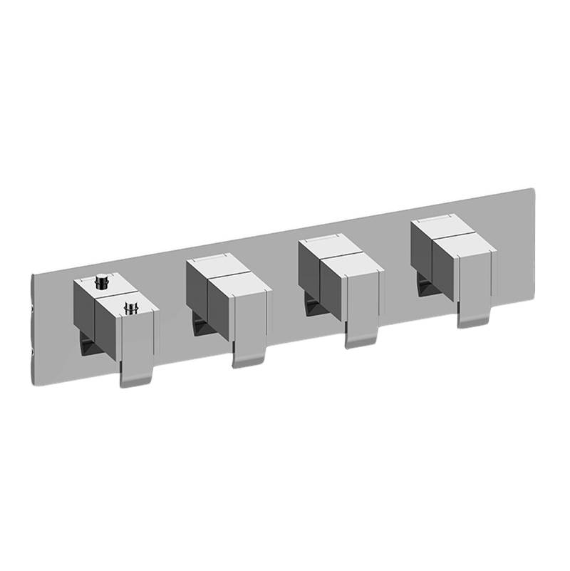 Graff M-Series Square Thermostatic 4-Hole Trim Plate w/Qubic Handle (Horizontal Installation)