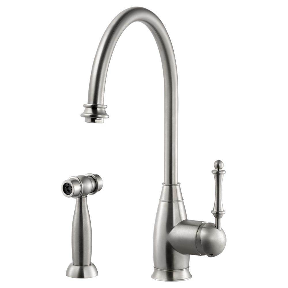 Hamat Traditional Brass Single Lever Faucet with Side Spray in Brushed Nickel