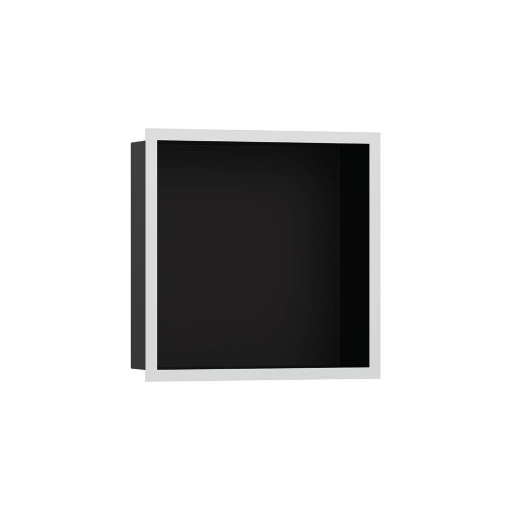 Hansgrohe XtraStoris Individual Wall Niche Matte Black with Design Frame 12''x 12''x 4'' in Matte White