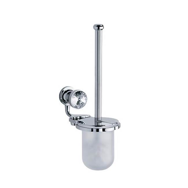 Joerger Palazzo Crystal Toilet Brush Holder Set, Complete, Platinum Matte
