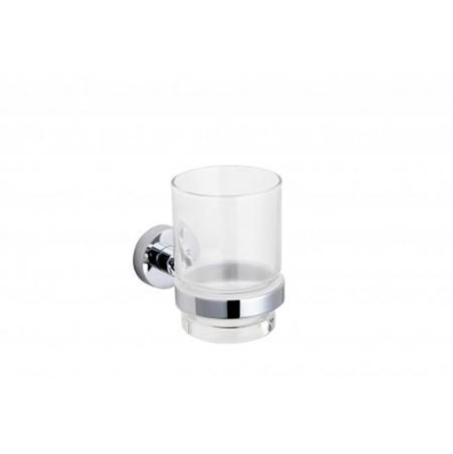 Kartners OSLO - Wall Mounted Bathroom Tumbler & Toothbrush Holder with Chrome Glass-Brushed Brass